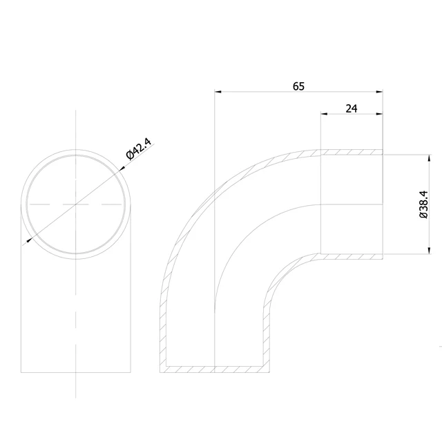 Designer Rail - 43mm diam - Terminating Bend (Black) - Image 3