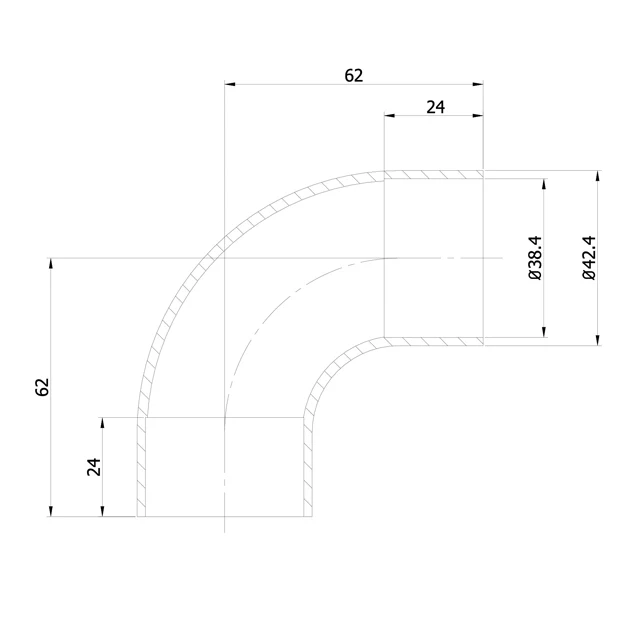 Designer Rail - 43mm diam - 90 deg Bend (Black) - Image 3
