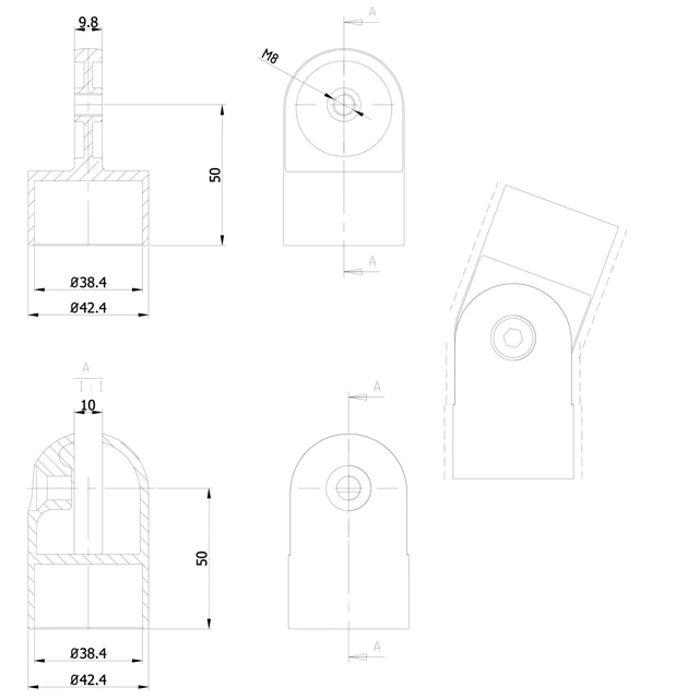 Designer Rail - 43mm diam - Adjustable Bend (Satin) - Image 3