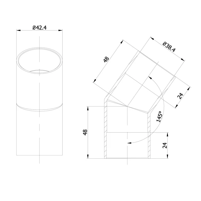Designer Rail - 43mm diam - 35 deg Bend (Black) - Image 3