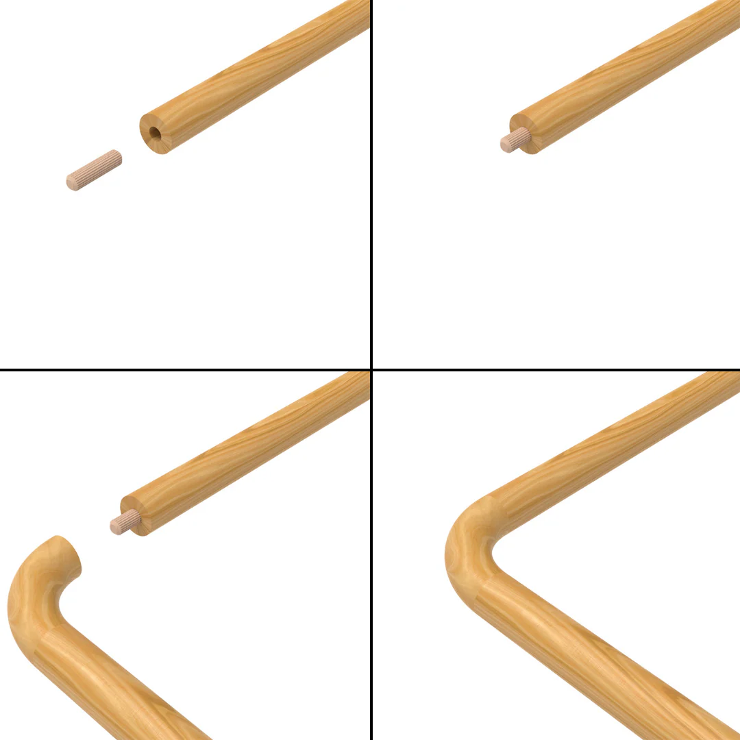 Designer Rail - 43mm diam - 90 deg Bend (American Oak) - Image 4