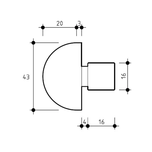 Designer Rail - 43mm diam - Domed End Cap (American Oak) - Image 3