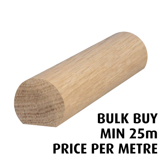 Ezirail 50mm diameter Handrails with Flat Base (American Oak) - Bulk Buy / Random Lengths - Image 2