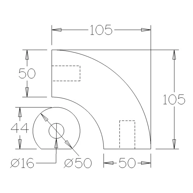 90 deg Bend in American oak for Ezirail 50mm with Flat Base - Image 3