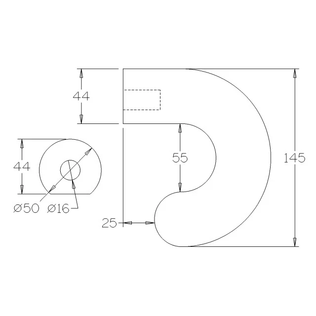 180 deg Over Scroll in American Oak for Ezirail 50mm with Flat Base - Image 2