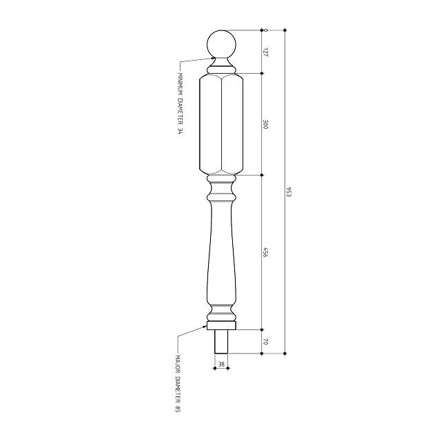 Turned Top Landing Stair Posts 880x90sq (American Oak) - Image 4