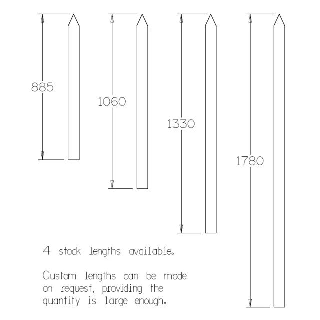 "Pointed" Fence Picket in Hardwood/Merbau - Various Lengths - Image 3
