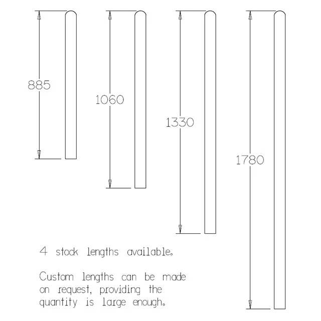 "Round" Fence Picket in Hardwood/Merbau - Various Lengths - Image 3