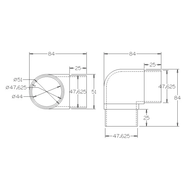 90 degree Acute Bend for 50.8 Round Satin Tube - Image 3