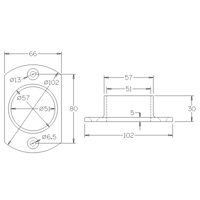 Oblong Base Plate for 50.8 Round Mirror Tube - Image 2
