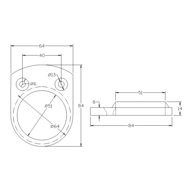 Handrail Wall Flange for 50.8 Round Mirror Tube - Image 2