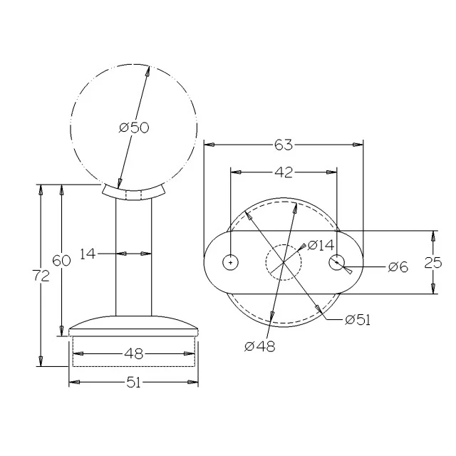 Round Rail Support for 50.8 Round Satin Tube - Image 3
