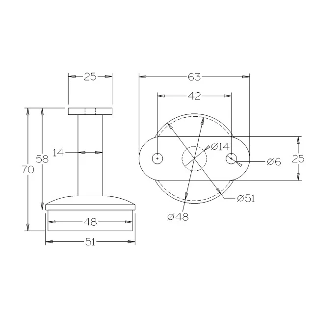 Flat Rail Support for 50.8 Round Satin Tube - Image 3