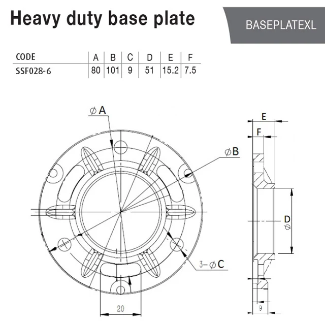 Base Plate (Heavy Duty) for 50.8 Round Tube - Image 2
