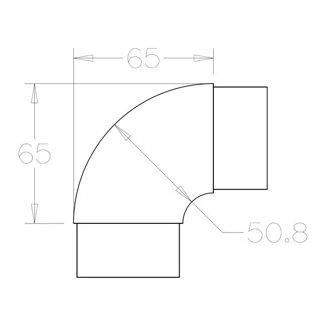 90 degree Radiused Bend for 50.8 Round Satin Tube - Image 3