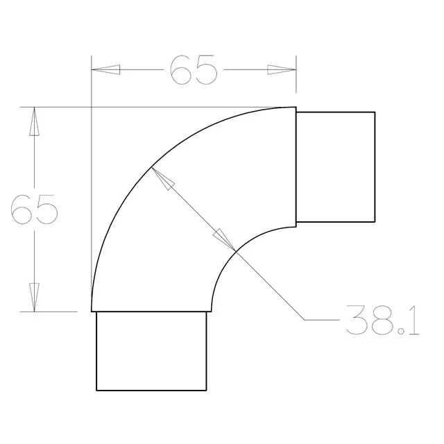 90 degree Radiused Bend for 38.1 Round Satin Tube - Image 3