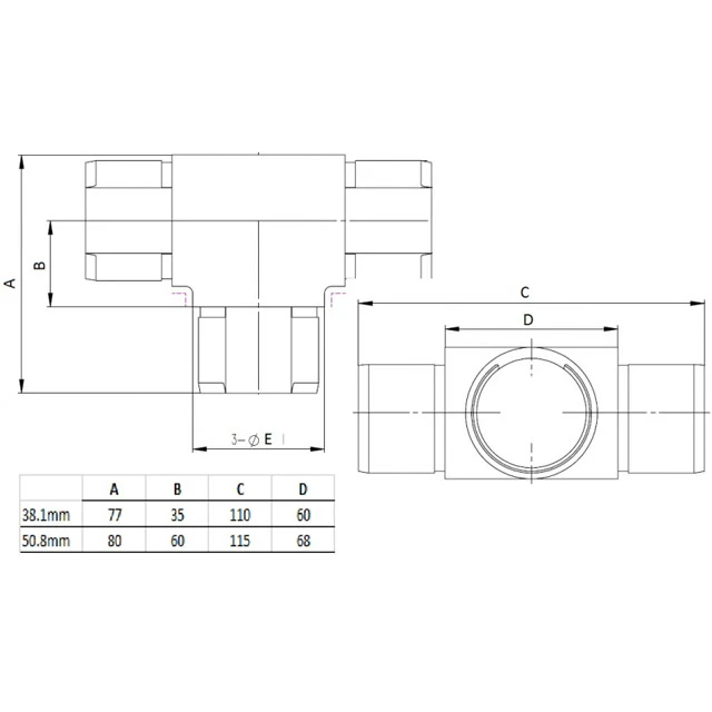 Straight T for 38.1 Round Mirror Tube - Image 3