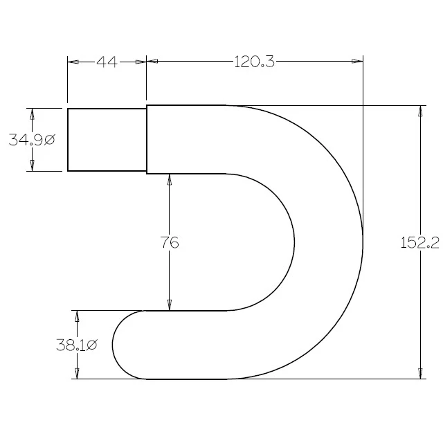 180 degree Bend for 38.1 Round Satin Tube - Image 2
