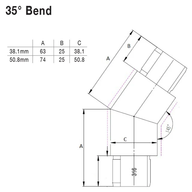 35 degree Bend for 38.1 Round Mirror Tube - Image 3