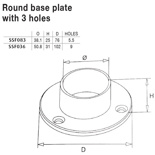 Round Base Plate for 38.1 Round Mirror Tube - Image 2