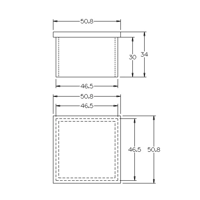 Flat End Cap for 50 Square Satin Tube - Image 3
