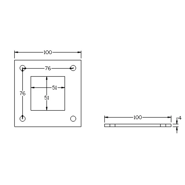 Base Plate (Weld-On) for 50 Square Tube - Image 2