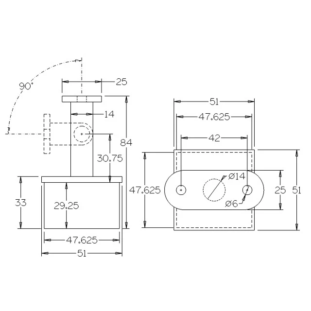 Flat Rail Adjustable Support for 50 Square Satin Tube - Image 3