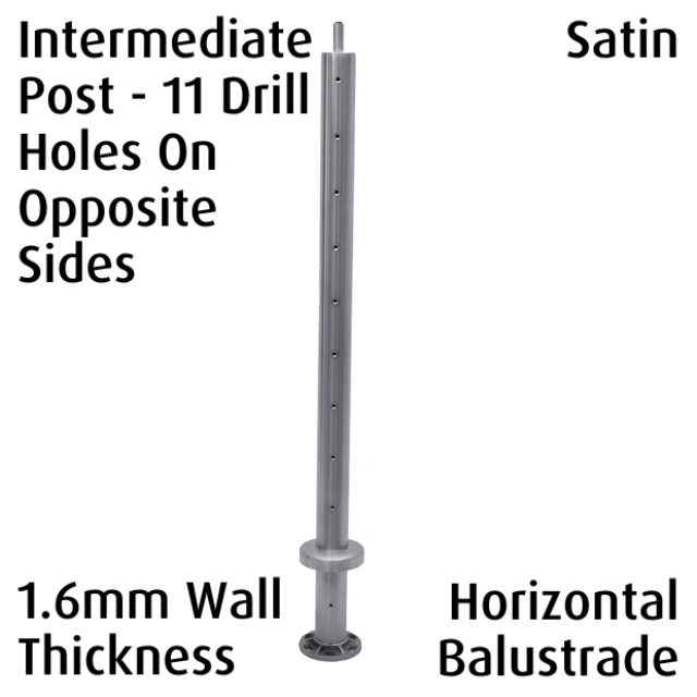 Round Intermediate Post for Horizontal Balustrade - Satin - Image 2