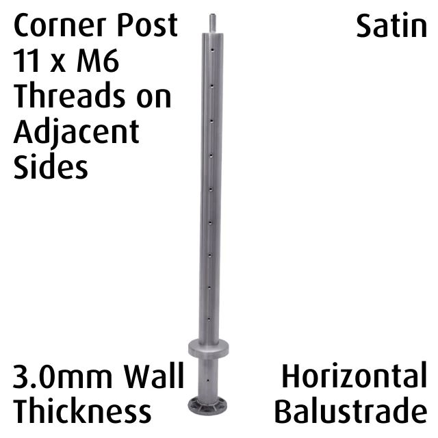Round Corner Post for Horizontal Balustrade - Satin - Image 2