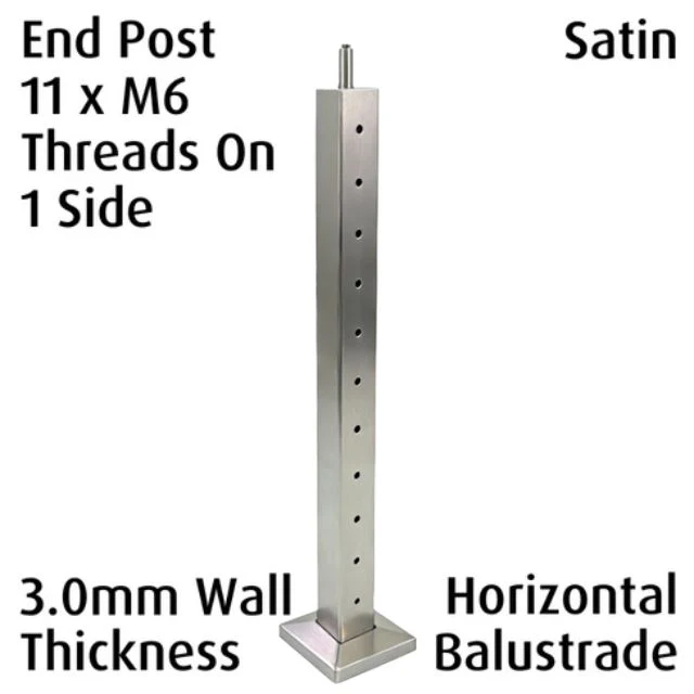 Square End Post for Horizontal Balustrade - Satin - Image 2