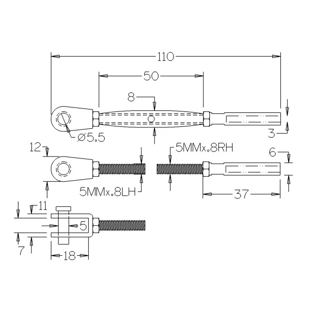 Short Fork Bottle Screw - 3.2mm Wire (Hydraulic Swager) - Image 4