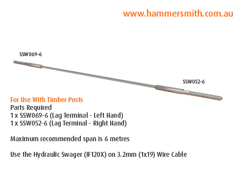 Lag Terminal (Right Hand) - 3.2mm Wire (Hydraulic Swager) - Image 3