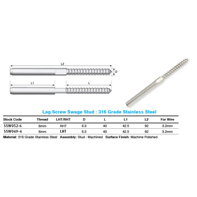 Lag Terminal (Left Hand) - 3.2mm Wire (Hydraulic Swager) - Image 4