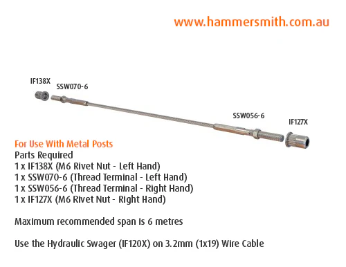 Thread M6 Terminal (Left Hand) - 3.2mm Wire (Hydraulic Swager) - Image 3